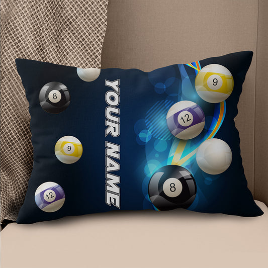 Personalized 3D Billiard Balls On Blue Glowing Pillow Best Custom Pillow TDM0759