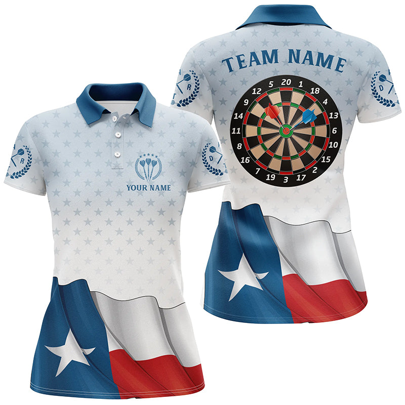 Personalized Texas Flag Women Darts Polo Shirts Custom Texas Flag Darts Shirts For Patriotic Player TDM1490