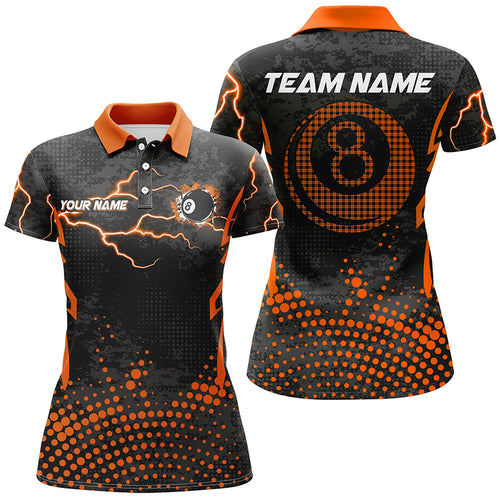 Personalized Orange 8 Ball Point Billiard Women Polo Shirts Best Custom Billiards Apparel Clothing TDM1523