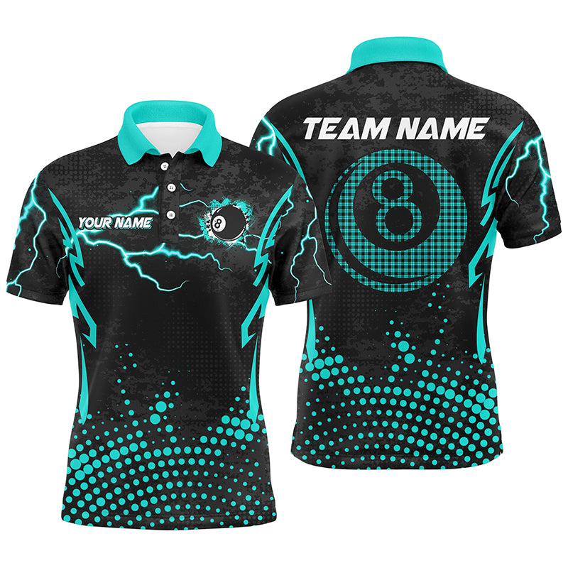 Personalized Turquoise 8 Ball Point Billiard Men Polo Shirt Best Custom Billiards Apparel Clothing TDM1524