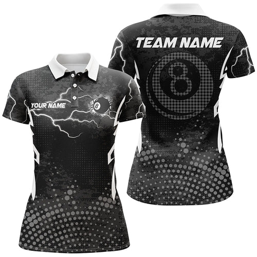 Personalized Grey 8 Ball Point Billiard Women Polo Shirts Best Custom Billiards Apparel Clothing TDM1525
