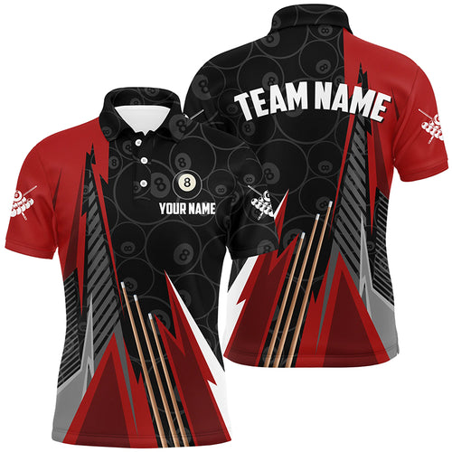 Personalized Black Red Billiard Pattern Men Polo Shirts Custom Billiard Team Jersey Uniform TDM1332