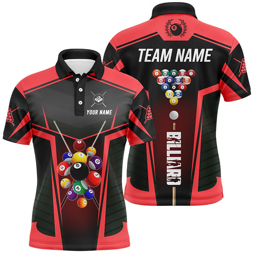 Personalized Red Jerseys Billiard Balls Polo Shirts For Men Custom 3D Pool League Shirts TDM0655