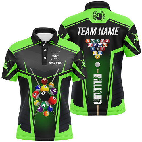 Personalized Green Jerseys Billiard Balls Polo Shirts For Men Custom 3D Pool League Shirts TDM0656