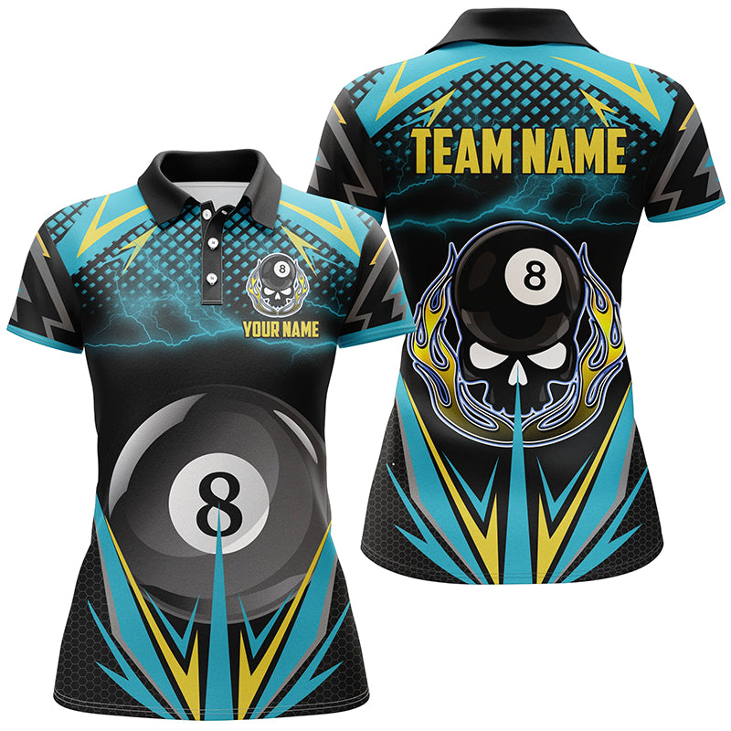 Personalized 8 Ball Billiard Jersey 3D Polo Shirts For Women Custom Team Name Billiard Jerseys TDM0482