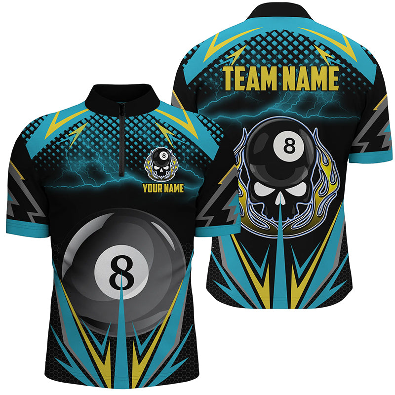 Personalized 8 Ball Billiard Jersey 3D Men Quarter-Zip Shirts Custom Name Billiard Jerseys TDM0482