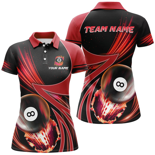 Personalized 3D Red Jerseys Billiard 8 Ball Women Polo Shirts Custom Team League Billiard Shirts TDM0689
