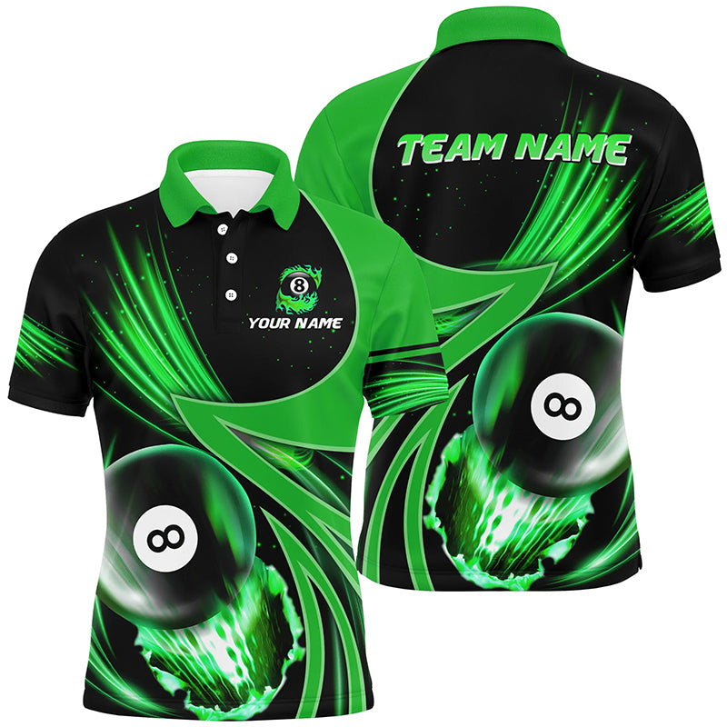 Personalized 3D Green Jerseys Billiard 8 Ball Men Polo Shirts Custom Team League Billiard Shirts TDM0691