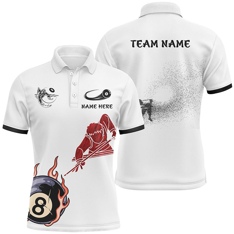 Personalize Flaming 8 Ball Billiard Shirts For Men, Custom Billiard Polo Shirts For Pool Lover TDM0069