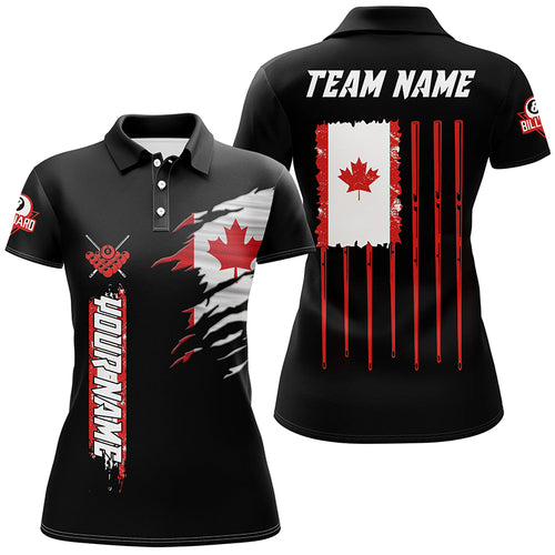 Customized Vintage Billiard Canada Flag Polo Shirts For Women Custom Patriotic Gifts For Pool Lover TDM1067