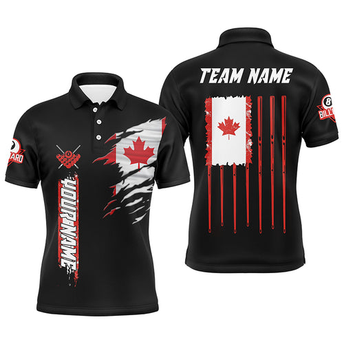 Customized Vintage Billiard Canada Flag Polo Shirts For Men Custom Patriotic Gifts For Pool Lover TDM1067
