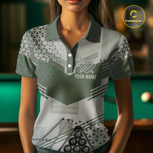Load image into Gallery viewer, Military Green Camo Billiard Jersey For Women Custom 8 Ball Pool Shirt American Flag Billiard Shirts TDM3855