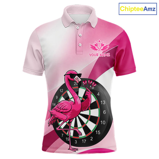 Custom Pink Flamingo Funny Darts Shirt For Men, Darts Team Jersey Polo & 1/4 Zip, Darts Gift TDM6278
