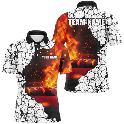 Personalized Crack Billiard Balls Fire 3D Men Polo & Quarter-Zip Shirts, Billiard Apparel Clothing TDM1765