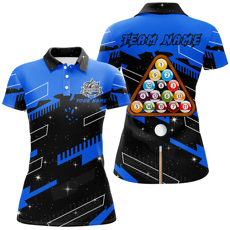 Personalized Blue 8 Ball Pool Jerseys Billiard Shirts For Women Custom 8 Ball Billiard Team Shirts TDM1962