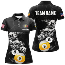 Load image into Gallery viewer, Personalized Skull 8 Ball &amp; 9 Ball Billiard Shirts For Women Custom Unique Billiard Apparel Jerseys TDM1971