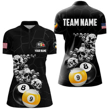 Load image into Gallery viewer, Personalized Skull 8 Ball &amp; 9 Ball Billiard Shirts For Women Custom Unique Billiard Apparel Jerseys TDM1971