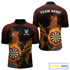 Personalized Dartboard Flame Smoke Custom Dragon Darts Shirt For Men, Darts Team Jersey |Orange TDM4311