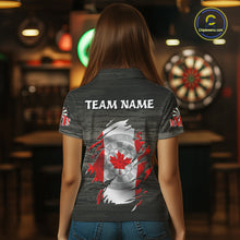 Load image into Gallery viewer, Personalized Grey Grunge Canada Flag Darts Shirts For Women Custom Patriotic Darts Team Jerseys TDM2170
