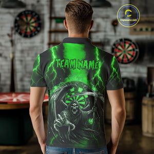 Personalized Green Grim Reaper Thunder Lightning Darts Shirt For Men, 3D Darts Team Jerseys TDM4531