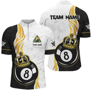 Personalized 8 Ball Pool Crown Billiard Shirts For Men Custom Pool Jerseys Billiard Team Shirts TDM2940