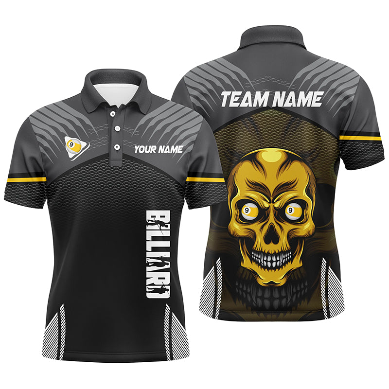 Personalized 9 Ball Pool Billiard 3D Skull Men Polo Shirts Custom Name 9 Ball Pool Jerseys Shirts TDM0695