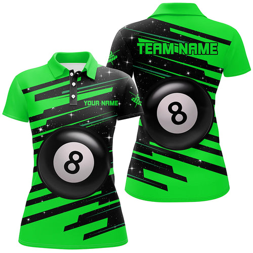 Green 8 Ball Pool Billiard Jerseys Polo Shirts For Women Custom Team League Billiard Shirts TDM0700