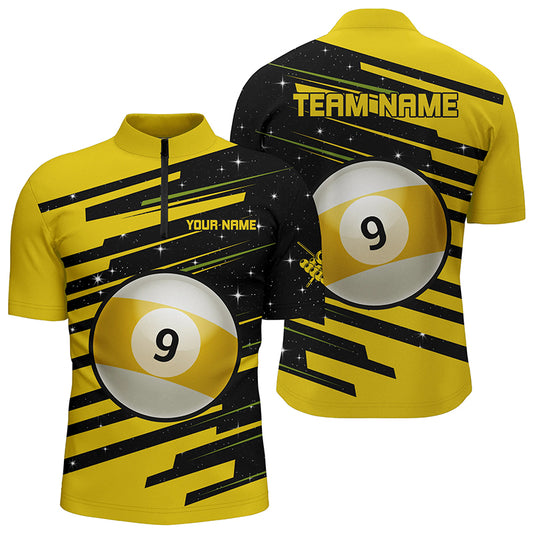 Personalized 9 Ball Pool Billiard Men Quarter-Zip Shirts Custom Team Name Billiard Jerseys TDM0701