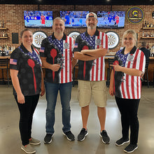 Load image into Gallery viewer, Retro American Flag Patriotic Darts Shirt For Women Custom Darts Team Jersey Polo &amp; Quarter Zip TDM5388