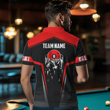 Load image into Gallery viewer, Black And Red 8 Ball Pool Billiard Jerseys For Men Custom Polo &amp; Quarter Zip Billiard Team Shirts TDM3387