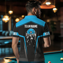 Load image into Gallery viewer, Black And Blue 8 Ball Pool Billiard Jerseys For Men Custom Polo &amp; Quarter Zip Billiard Team Shirts TDM3388