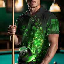 Load image into Gallery viewer, Green 8 Ball Pool Fire Luckiest Shamrock Men Billiard Shirt Custom St Patrick Day Billiard Jerseys TDM3389