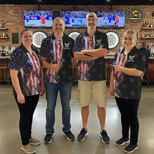 Load image into Gallery viewer, Personalized American Flag Smoke Darts Shirt For Women, Patriotic Darts Jersey Team Polo &amp; 1/4 Zip TDM5680
