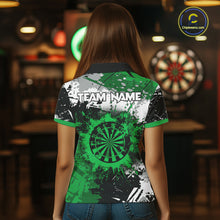 Load image into Gallery viewer, Custom Green Grunge Darts Shirt With Pocket Option For Women, Dart Team Jersey TDM5887