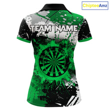 Load image into Gallery viewer, Custom Green Grunge Darts Shirt With Pocket Option For Women, Dart Team Jersey TDM5887