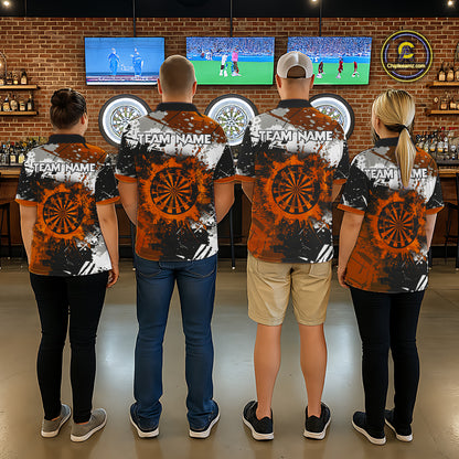Custom Orange Grunge Dart Shirt With Pocket Option For Men, Dart Team Jersey TDM5889