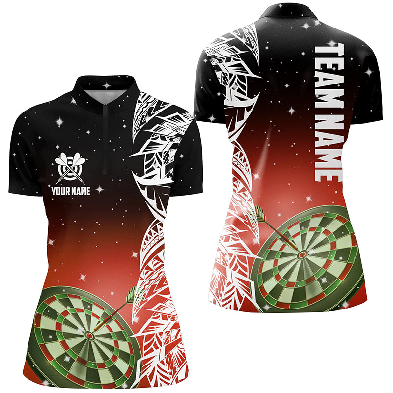 3D Dart Board Red Version Women Quarter-Zip Shirts Custom Dart League Shirts Dart Jerseys TDM1202