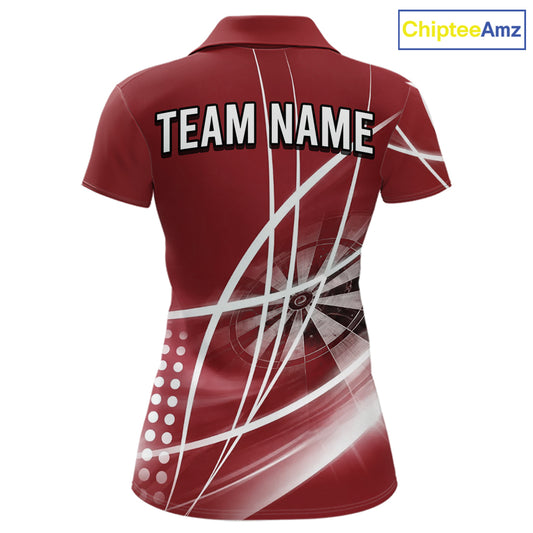 Red Darts Jersey For Women Custom Light Streaks Darts Tournament Team Shirt Polo & Quarter Zip TDM6027