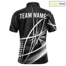 Load image into Gallery viewer, Black And White Darts Jersey For Men Custom Light Streak Darts Team Shirt Polo &amp; Quarter Zip TDM6028
