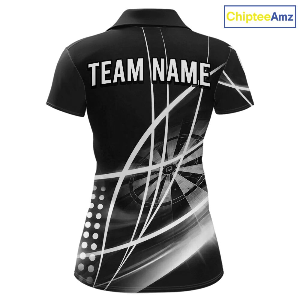 Black And White Darts Jersey For Women Custom Light Streak Darts Team Shirt Polo & Quarter Zip TDM6028
