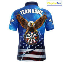 Load image into Gallery viewer, Blue Lightning American Flag Eagle Dart Shirt With Pocket Option For Men TDM6030