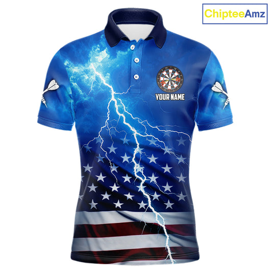Blue Lightning American Flag Eagle Dart Shirt With Pocket Option For Men TDM6030