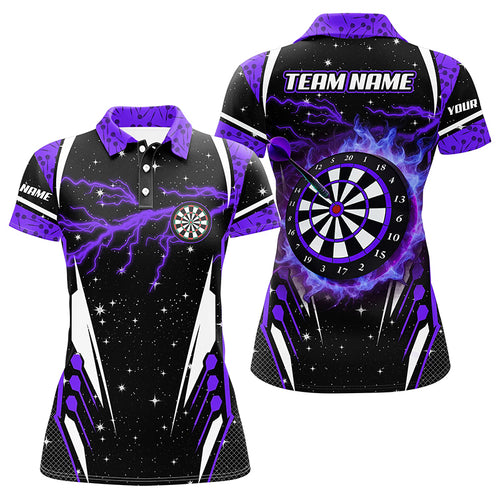 Personalized Thunder Lightning Purple Dart Jersey Women Polo Shirts Custom Team League Dart Shirts TDM1399