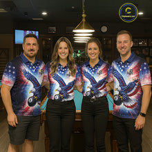 Load image into Gallery viewer, Custom 8 Ball &amp; 9 Ball American Flag Eagle Billiard Shirt For Women, Pool Team Jersey Polo &amp; 1/4 Zip TDM6281
