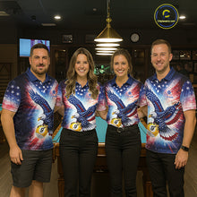 Load image into Gallery viewer, Custom 9 Ball American Flag Eagle Billiard Shirt For Women, Patriotic Pool Team Jersey Polo, 1/4 Zip TDM6282
