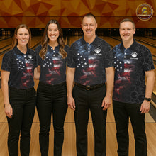 Load image into Gallery viewer, Custom American Flag Smoke Bowling Shirt For Women, Patriotic Bowling Jersey Team Polo &amp; 1/4 Zip TDM6291