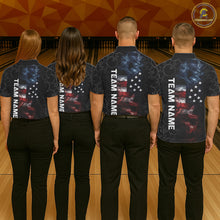 Load image into Gallery viewer, Custom American Flag Smoke Bowling Shirt For Women, Patriotic Bowling Jersey Team Polo &amp; 1/4 Zip TDM6291