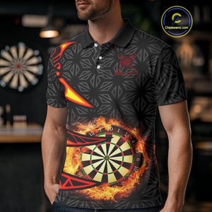 Personalized Fire Flame Dartboard Geometric Pattern Darts Shirt For Men, Custom Darts Team Jerseys TDM4320