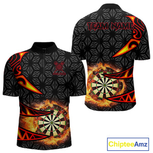 Personalized Fire Flame Dartboard Geometric Pattern Darts Shirt For Men, Custom Darts Team Jerseys TDM4320
