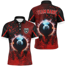 Load image into Gallery viewer, Personalized Glowing 8 Ball Pool Billiard Shirts For Men Custom Grunge Red Billiard Pool Jerseys TDM2179